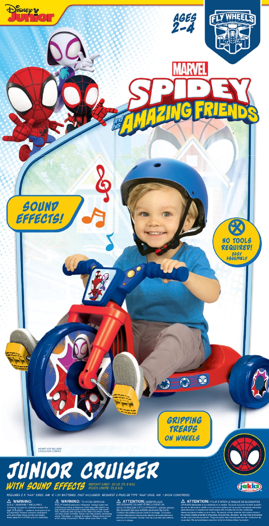 Fly Wheel Spider-Man Junior Cruiser Tricycle with 10 inch Front Wheel Child 2 to 4 Years