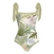thumbnail image 3 of MKLEKYY Trajes De Baño Mujer 2 Piezas Women 1 Piece Swimwear+1 Piece Cover Up Two Piece Vintage Print Swimsuit Monokini Bikini 2 Piece Swimsuits Two Piece Tankini Set 1588, 3 of 4