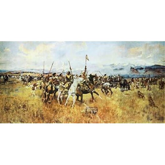 Lewis & Clark Meeting The Flatheads Poster Print by Charles M. Russell - 10 x 20 - Small