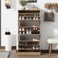 thumbnail image 2 of Tcbosik Narrow Shoe Storage Cabinet with 3 Flip Drawers, 47.2"H Shoe Rack Organizer for Entryway Hallway Foyer Mudroom, Natural, 2 of 9