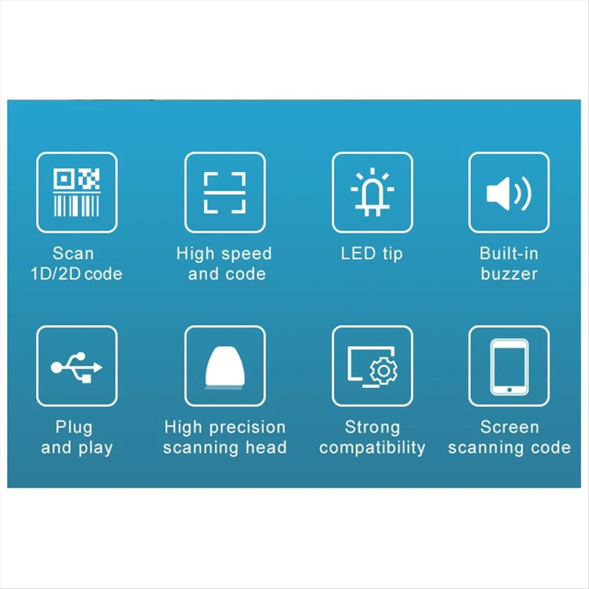 Universal 1D/2D USB Wired Barcode Scanner Handheld QR Codes Reader Mobile POS Plug and Play Support Logistic Store