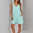 thumbnail image 2 of Plus Size Jumpsuits for Women Dressy Fashion Summer Solid Casual Sleeveless Suspender Short Jumpsuit on Clearance, 2 of 8