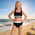 thumbnail image 4 of Tisuna Girls' Color Block Two Piece Swimwear For Young Kids Girls Stylish Split Bathing Suit Beach Pool Child Bathing Suit Black Size 8-10 Years, 4 of 4