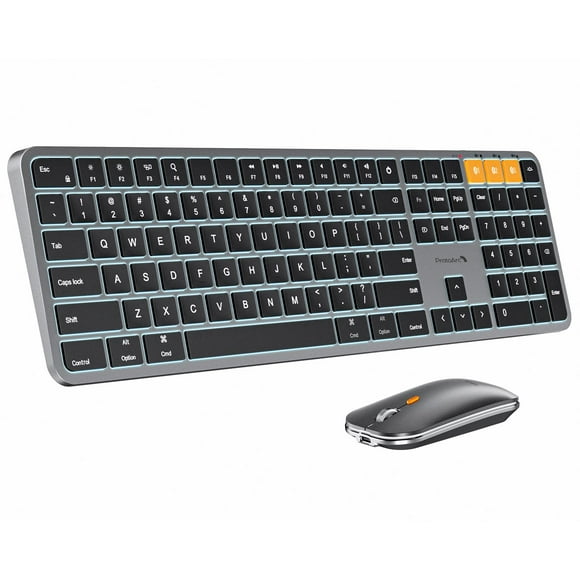 ProtoArc Backlit Bluetooth Keyboard and Mouse for Mac, KM100-A Full Size Wireless Keyboard Mouse for Mac, Multi-Device Rechargeable for MacBook Pro/Air, iMac, iPhone, iPad, Space Gray