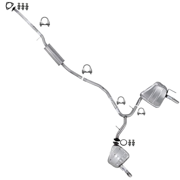 Northeastern Exhaust Resonator Y-Pipe w/ Pair of Mufflers System Kit Fits 2016-2021 Honda Civic 1.5L | Includes Clamps, Gasket and Bolt-Kit - Direct-Fit to SEDAN