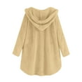 thumbnail image 4 of FAOWME Women's Fuzzy Hooded Coat With Pockets Long Sleeve Solid Color Buttons Comfortable Fashion Jacket For Autumn Winter Daily Wear,Beige,L, 4 of 5
