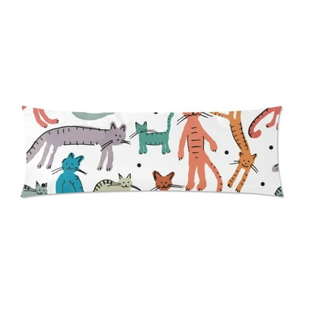 MKHERT Cute Cats Body Pillowcase Pillow Protector Cushion Cover 20x60 inch