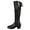 Black, variant on Women's Mid-Calf Boots Low Heel Round Toe Back Lacing for Fall and Winter Comfort and Style