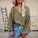 thumbnail image 4 of Camisa de manga larga NikouMX con manga farol y cuello en V para mujer Talla S M L XL, 4 of 6