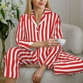thumbnail image 6 of Pajamas for Women Set - Red And White Stripes Comfy Long Sleeve Button Up Pajama Sets for Women 2 Piece, Soft Sleepwear Nightwear Pjs Lounge Sets for Women with Pockets, 6 of 6