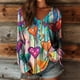 thumbnail image 1 of Xuyuer Cute Heart Graphics T-Shirt Women Valentines Shirt Colorful Dye Love Printed V-Neck Short Sleeves Retro Tee Top, 1 of 3