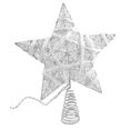 thumbnail image 1 of SAM + OLLIE Rustic Christmas Tree Topper Star, 10 Light Indoor White And Natural Cotton Star Tree Topper, 1 of 4