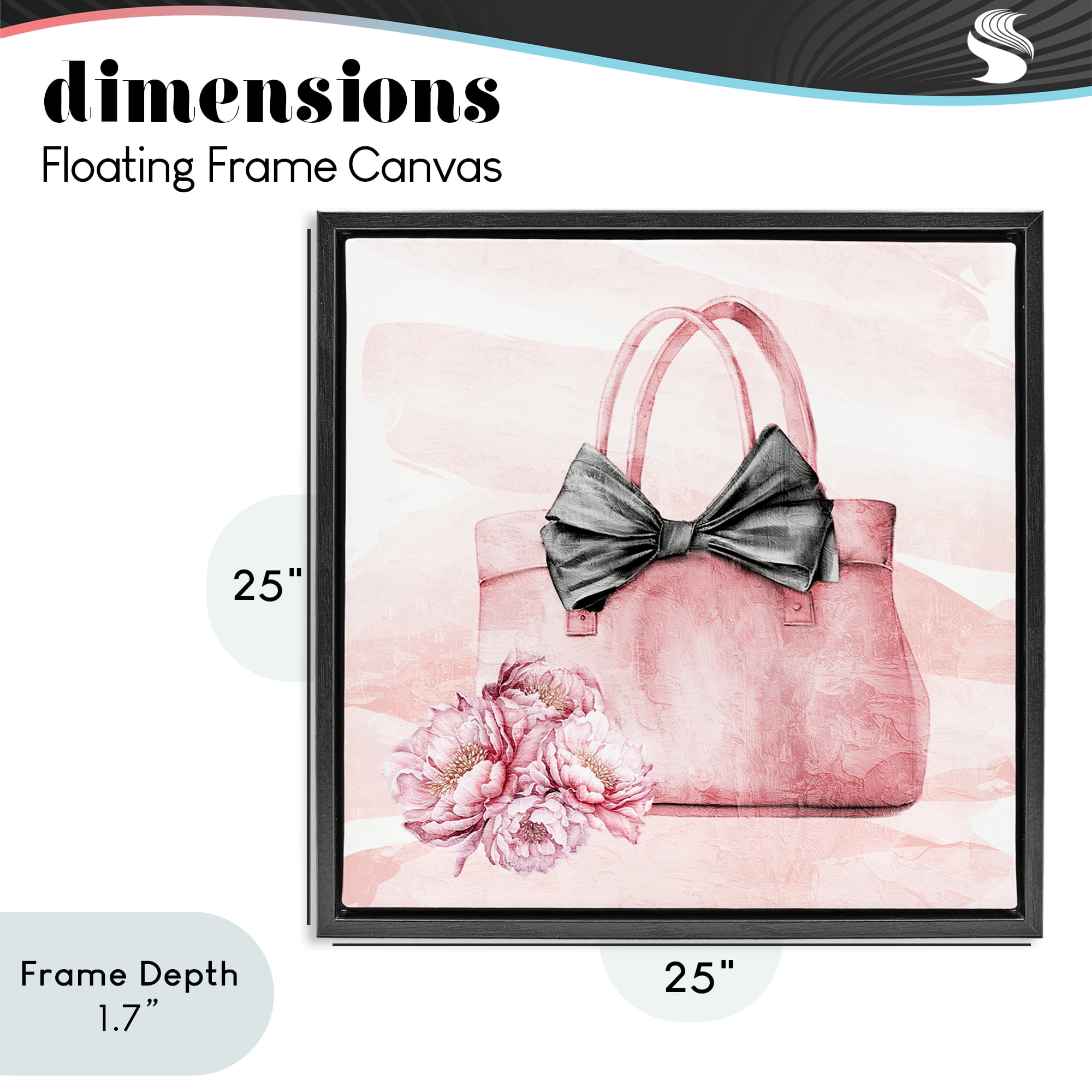 Stupell Industries Glam Time Handbag Black Framed Floater Canvas Wall Art, design by Kim Allen
