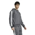 thumbnail image 3 of Men's adidas Essentials 3-Stripes Fleece Sportswear Zip Front Hoodie Color: Pure Ruby Black Size: L, 3 of 4