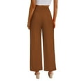 thumbnail image 4 of YYDGH Women's Wide Leg Pants Pleated High Waisted Button Down Straight Long Trousers Business Office Work Suit Pants Brown Brown, 4 of 7