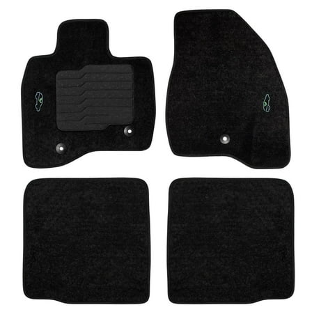 Carpet Floor Mats for 2015 to 2019 Ford Explorer with Driver Heel Pad and Safety Locks, Front and Rear, Black - ecoMats