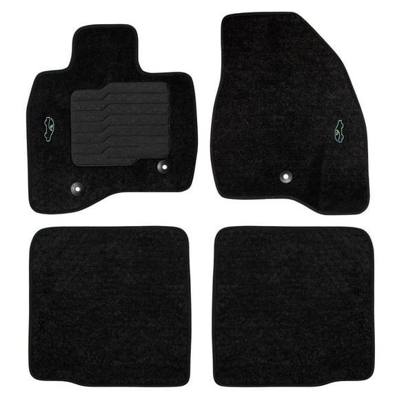 Carpet Floor Mats for 2015 to 2019 Ford Explorer with Driver Heel Pad and Safety Locks, Front and Rear, Black - ecoMats