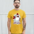 thumbnail image 3 of Tee Hunt Baby, It's Cold Outside T-Shirt Merry Christmas Snowman Candy Cane Men's Tee, Yellow, Small, 3 of 5
