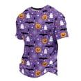thumbnail image 4 of Men's Halloween Crewneck T-Shirt, Spooky Ghost Pumpkin Full Print Short Sleeve Casual Fall Streetwear Tops, 4 of 5