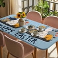 thumbnail image 3 of Easter Eggs Table Cloths for 5 Foot Rectangle Tables, Rabbit Spring Botanical Wildflowers Bunny Blue Patio Waterproof Elastic Fitted Tablecloths, Washable Rectangular Table Cover for Camping, 3 of 8