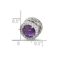 thumbnail image 2 of 925 Sterling Silver Reflections Rhodium Plated Purple Glass and Cubic Zirconia Love Heart Bead 12x11.46mm Wide Charm Pen, 2 of 2