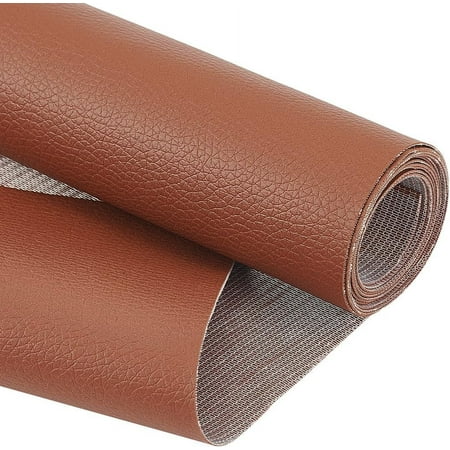 Soft Waterproof Synthetic Fabric Material Imitation Leather Fabric DIY Leather Crafting Materials for Hand Sewing Clothing Accessories Purse Handbag Sofa Chair Repair (35"x37" Brown) for DIY