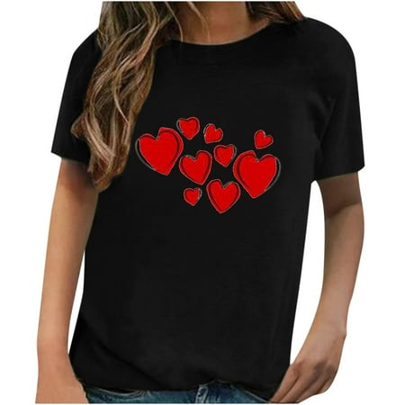 

Long Sleeve Shirts for Women Womens Long Sleeve Tops Women s Hedging Casual Short Sleeve Love Printed T Shirt Top Workout Tops Savings Clearance Deals Workout Tank Tops for Women Black M