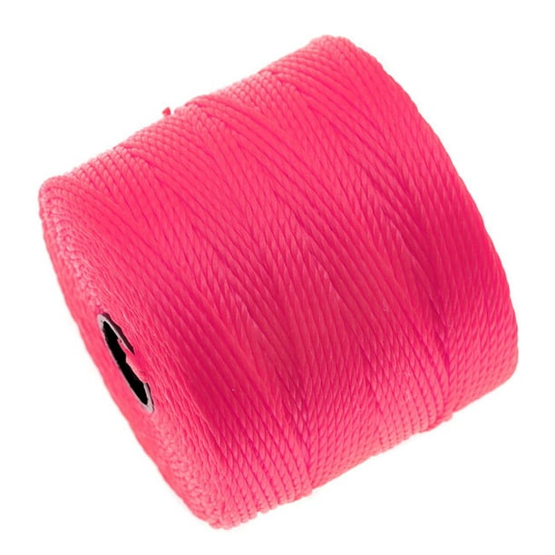 beadsmith super-lon (s-lon) cord - size #18 twisted nylon - neon pink ...