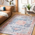 thumbnail image 3 of SAFAVIEH Tucson Salem Traditional Machine Washable Area Rug, 4' x 4' Square, Blue/Rust, 3 of 9