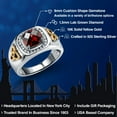 thumbnail image 2 of Gem Stone King Men's 925 Silver and 10K Yellow Gold Cushion Checkerboard Red Garnet and White Lab Grown Diamond Ring (2.76 Cttw, Gemstone Birthstone) | Size 13, 2 of 6