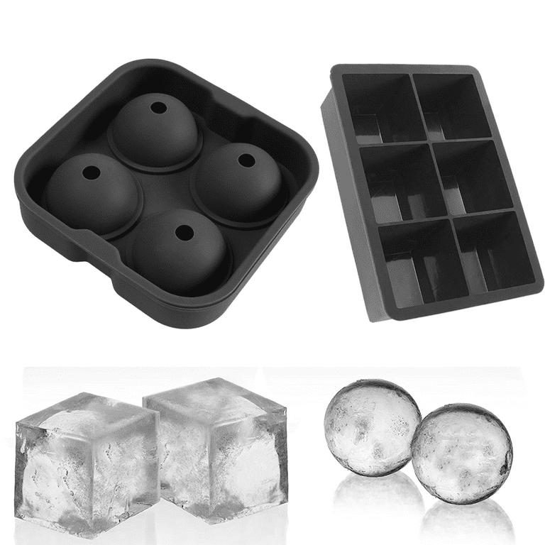 DOQAUS Large Ice Trays Set of 2, Sphere Ice Ball Maker & Square