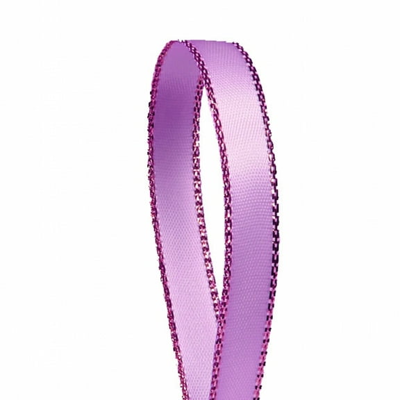 Lavender Solid Color 3/8-Inch Gold Edge Ribbon, 50-Yards