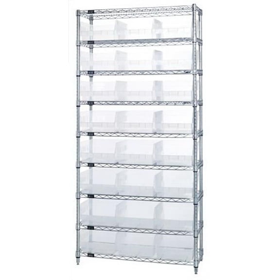 Wire Shelving Shelf Bin System - 24 Bins