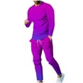 thumbnail image 2 of Wavsuf Sweatsuits 2pcs Sets Mens Jogger Set Long Tight Shirt Sweatshirt and Sweatpants Purple Size 3XL, 2 of 7