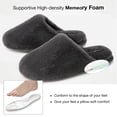 thumbnail image 4 of Snug Leaves Women's Fuzzy House Memory Foam Slippers Cute Furry Leopard Print Faux Fur Lined Closed Toe Indoor Slides Bedroom Slip On Shoes Dark Gray,9/10 US, 4 of 6