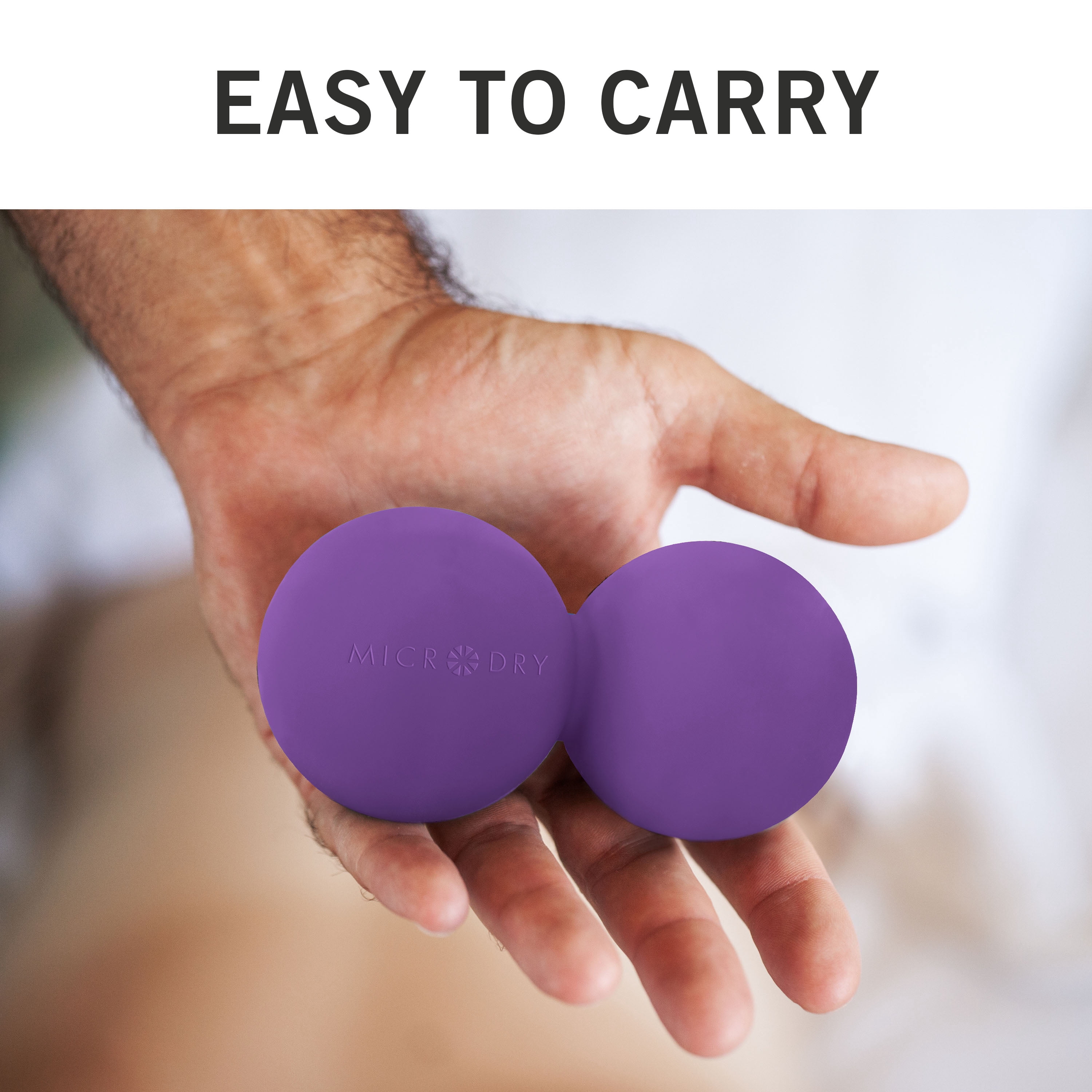 (2 pack) Microdry Dual-Ball Massage Roller for Deep Tissue Relief, Purple