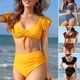 thumbnail image 4 of Traje de baño de dos piezas para mujer Conjunto de bikini de cintura alta con cordón y volantes yeacher  Traje de baño, 4 of 7