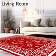 thumbnail image 2 of ODIKA 4'x6' Machine Washable Non-Slip Area Rug, Joyful Celebration Semicircular Entryway Seasonal Doorway High Traffic Rug, Red, 617640, 2 of 7
