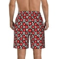 thumbnail image 3 of Kll Red Floral Men'S Casual Summer Beach Shorts Hawaiian Shorts With Pockets-3x-Large, 3 of 9