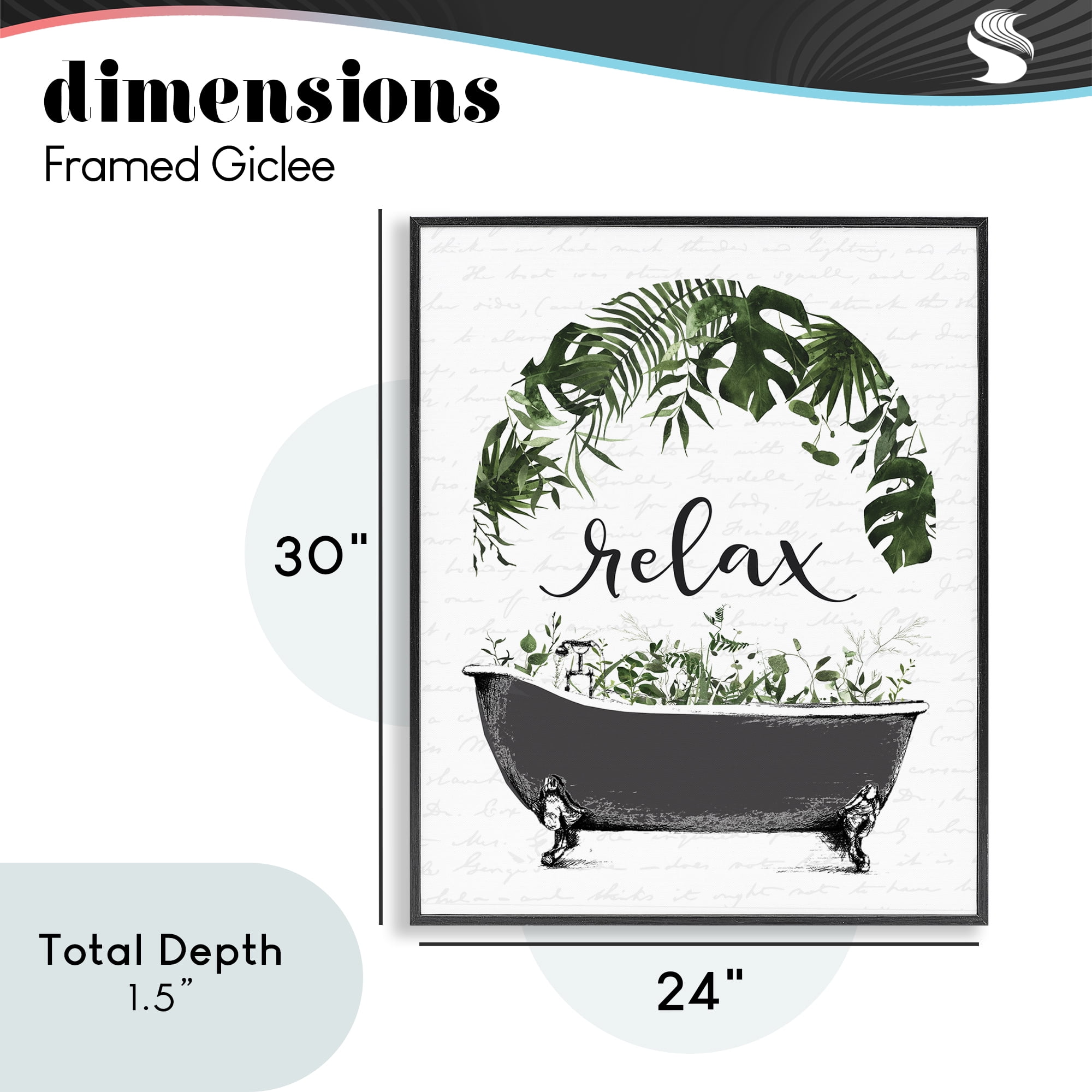 Tropical Bath Relax Black Framed Giclee Art, design by Lettered and Lined
