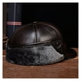 thumbnail image 5 of Men Genuine Cow Leather Cowboy Bomber Hat Male Male Winter Outdoor Warm Faux F-ur Baseball Caps ,Soft Feel, 5 of 5
