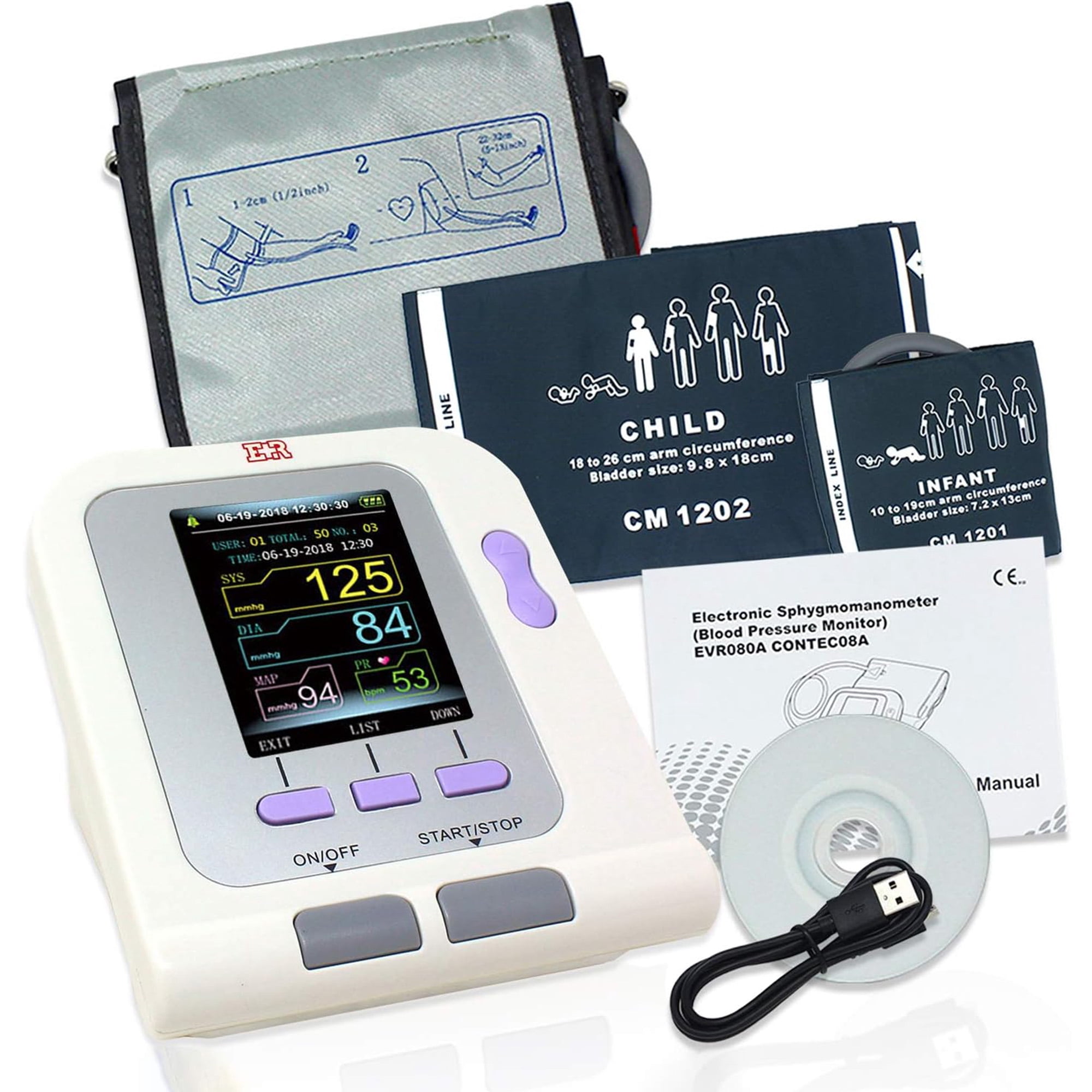 Ever Ready First Aid Fully Automatic 3 Mode 3 Cuffs Upper Arm Blood Pressure Monitor Electronic Sphygmomanometer