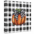 thumbnail image 2 of Ships Next Day Canvas Wall Art 10"x10", Fall Pumpkins Wood Framed Canvas Print Painting, Black Checkered Check Bow Thanksgiving Ready to Hang Small Picture Wall Decor for Home Kitchen Nursery Office, 2 of 9