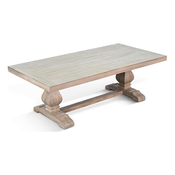 Pemberly Row Solid Wood Natural Farmhouse Rectangular Coffee Table