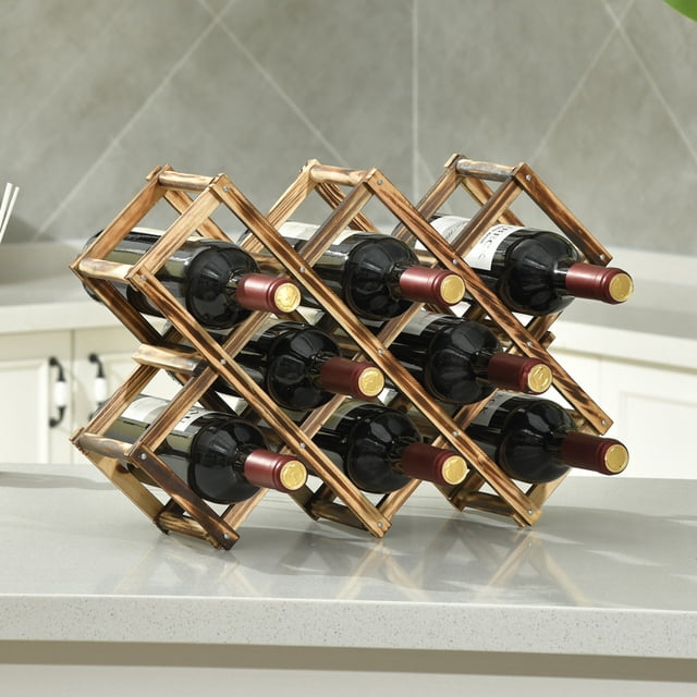 Botellero de madera YONGSHENG estantes de almacenamiento de vino encimera soporte de botella de vino plegable