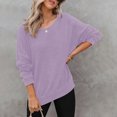 thumbnail image 2 of Oversized Sweatshirt for Women Waffle Knit Crewneck Sweatshirts Long Sleeve Side Slits Casual Pullover Tops, S-2XL, 2 of 6