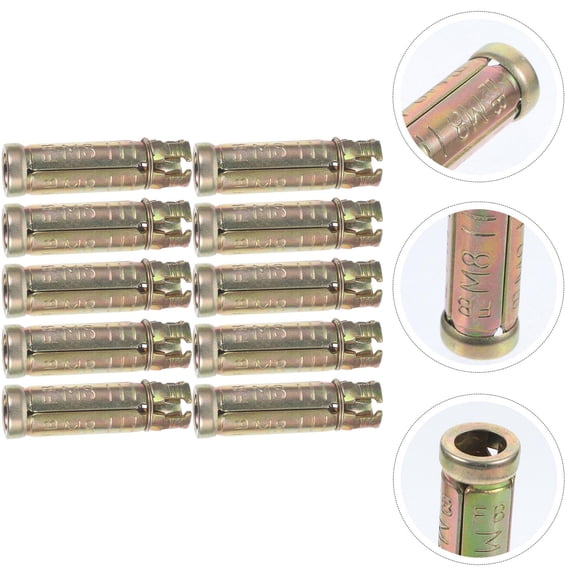Niceauty 10Pcs Steel Concrete Knurled Drop in Anchors Durable Household Use