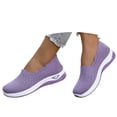 thumbnail image 3 of EliteGoogv Womens Slip On Sneakers Breathable Mesh Round Toe Walking Shoes For Women Summer Lightweight Footwear Purple US:7, 3 of 6