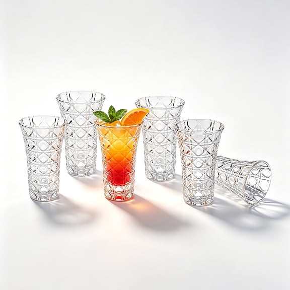 2oz Shot Glasses Set of 6, Heavy Base Clear Shot Glasses with Diamond Cut Design, Perfect for Whiskey, Tequila, Vodka, Liqueur, Espresso, Jello Shots, Bar, Party, Home Use