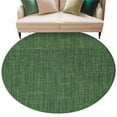 thumbnail image 2 of Dark Green 8ft Round Rug, Farmhouse Burlap Solid Green Color Modern Linen Texture Non-Skid Rubber Backing Large Area Rugs - Living Room Bedroom Home Office, Indoor Floor Mat Carpets Washable Rug, 2 of 9